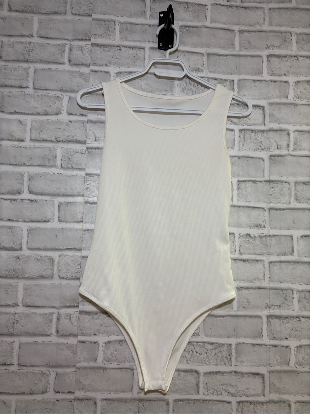 SHEIN Cream Tank One-Piece Bodysuit, small
